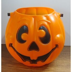 Jack O Lantern Pumpkin Candy Bucket Pail 1997 Vtg Trick Or Treat Grand Venture